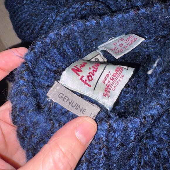 Vintage Nino Foriero Knit Sweater with Leather V Sz S - Picture 8 of 10